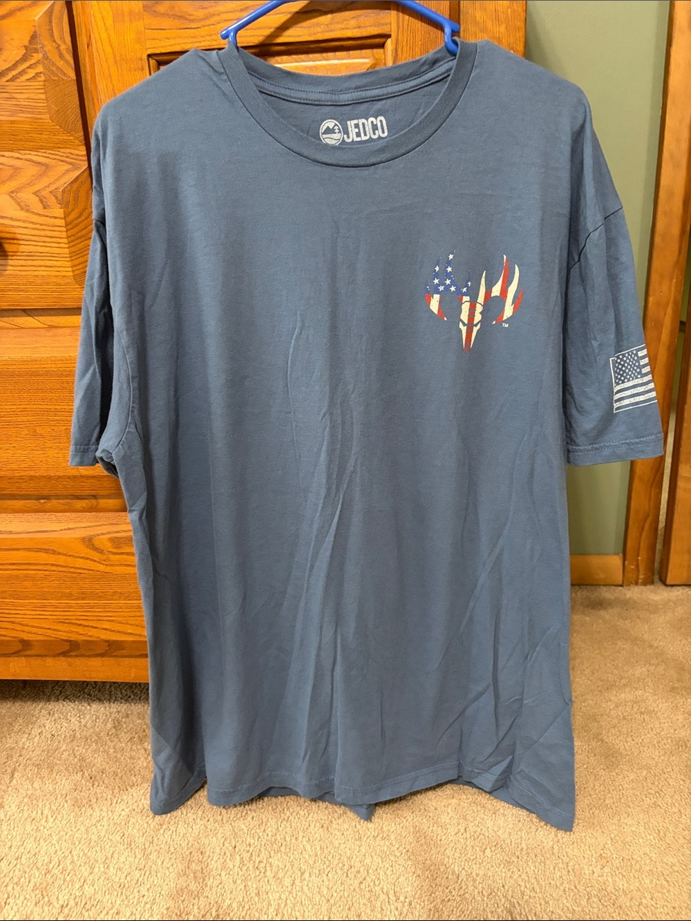 Men's Blue Short-Sleeve Flag Graphic T-Shirt